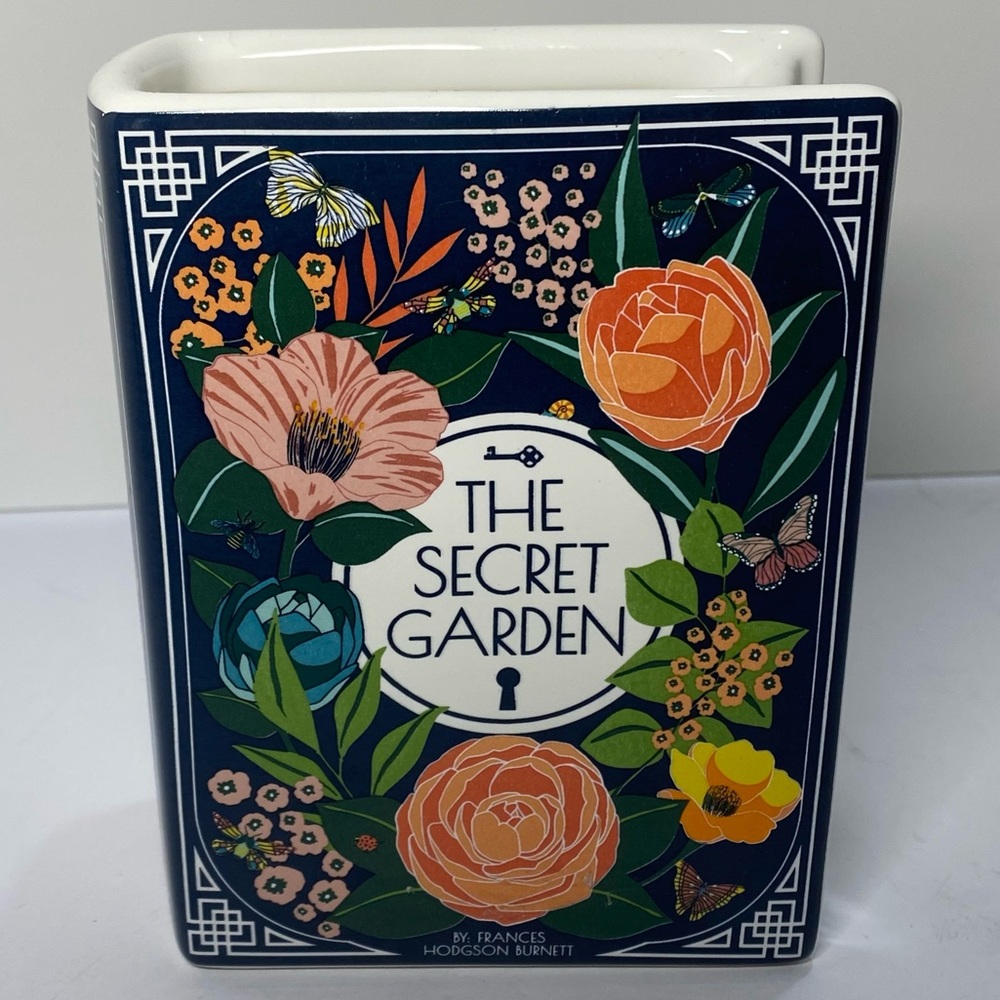 The Secret Garden Ceramic Book Vase Planter Floral Literary Decor Burnett